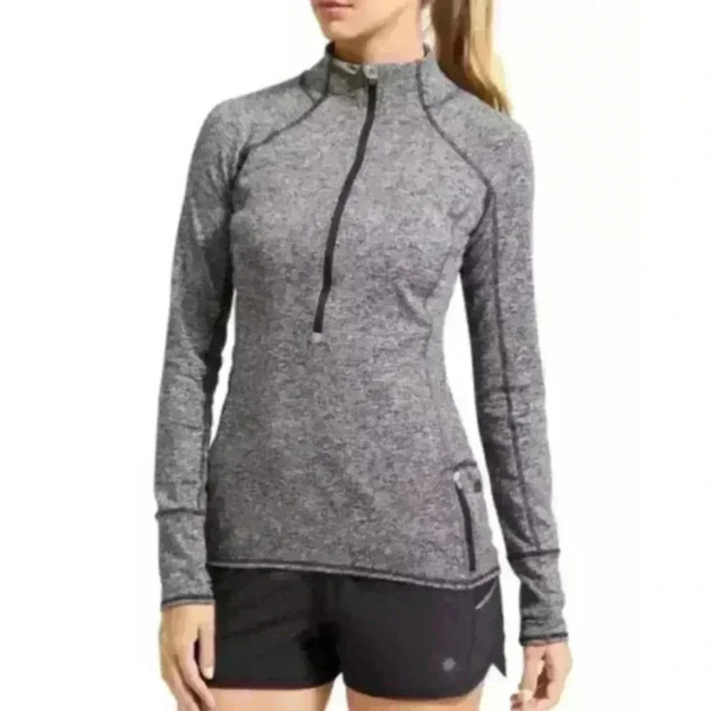 Athleta Shirt Womens Small Gray Half‎ Zip Pullover Running Gym Wild Activewear